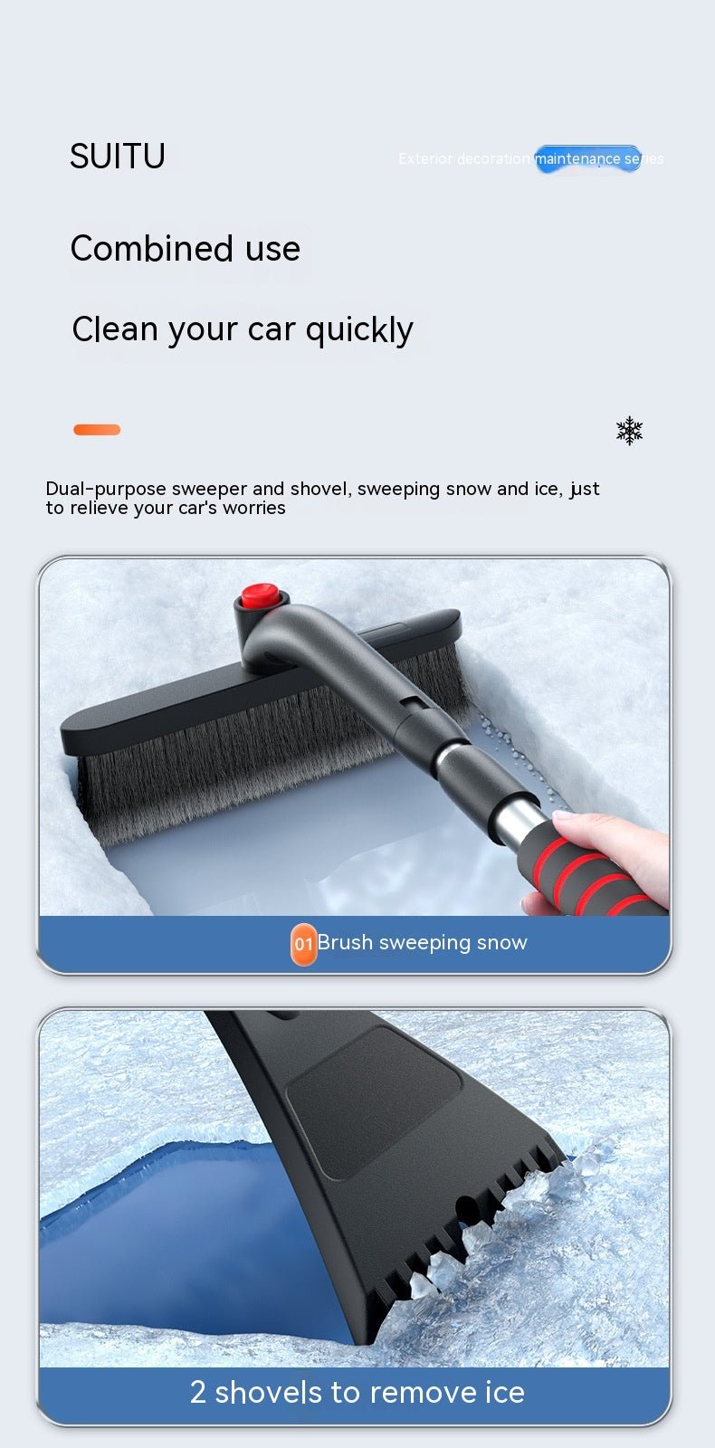 Car Winter Snow Shovel Multi - function Car Deicing Snow Sweeper - PowerZonez